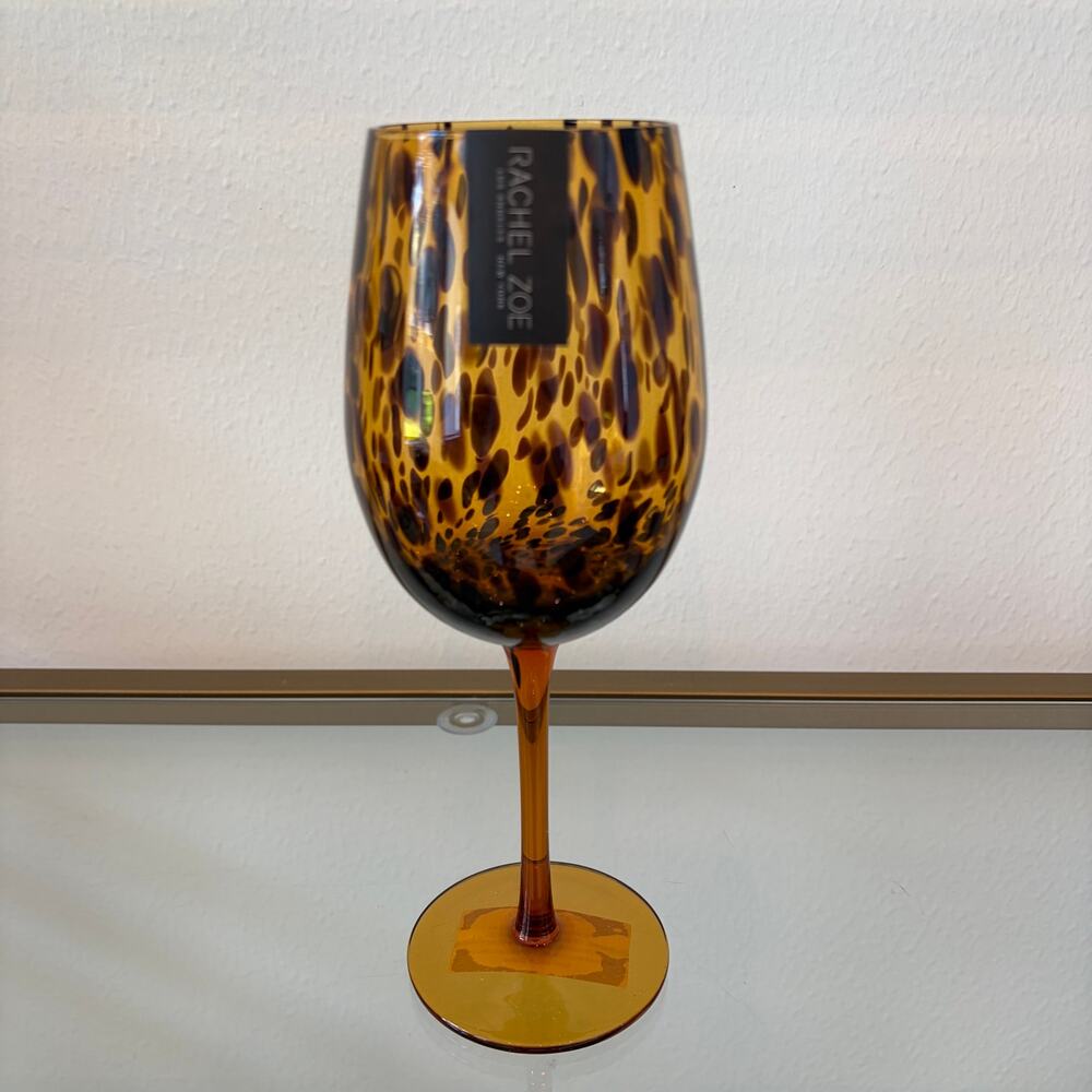 Rachel Zoe Tortoiseshell Wine Glass Set of 2 Chic Barware NEW - Picture 11 of 12
